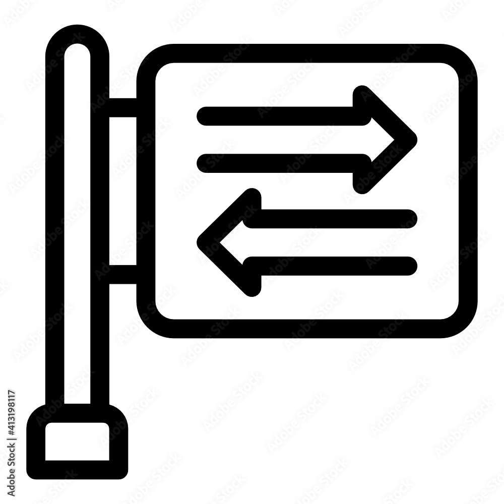 Opposite directions board glyph style icon
Opposite directions board glyph style icon