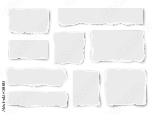 Set of paper different shapes scraps isolated on white background