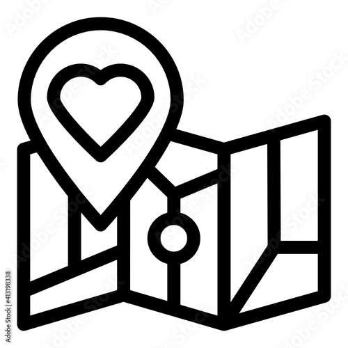
Heart inside gps pin denoting glyph icon of favourite location 
