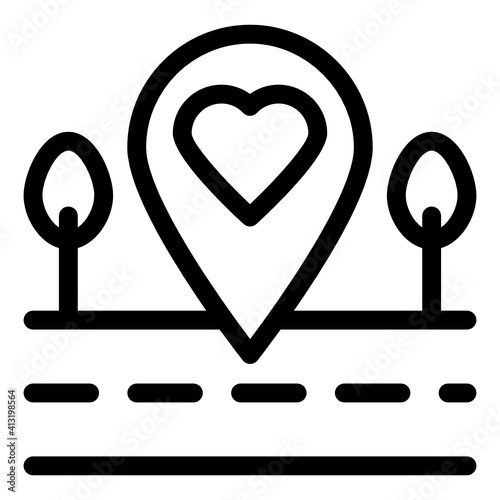 
Heart inside gps pin denoting glyph icon of favourite destination 
