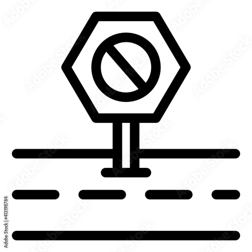 
Board at roadside denoting glyph icon of forbidden board 
