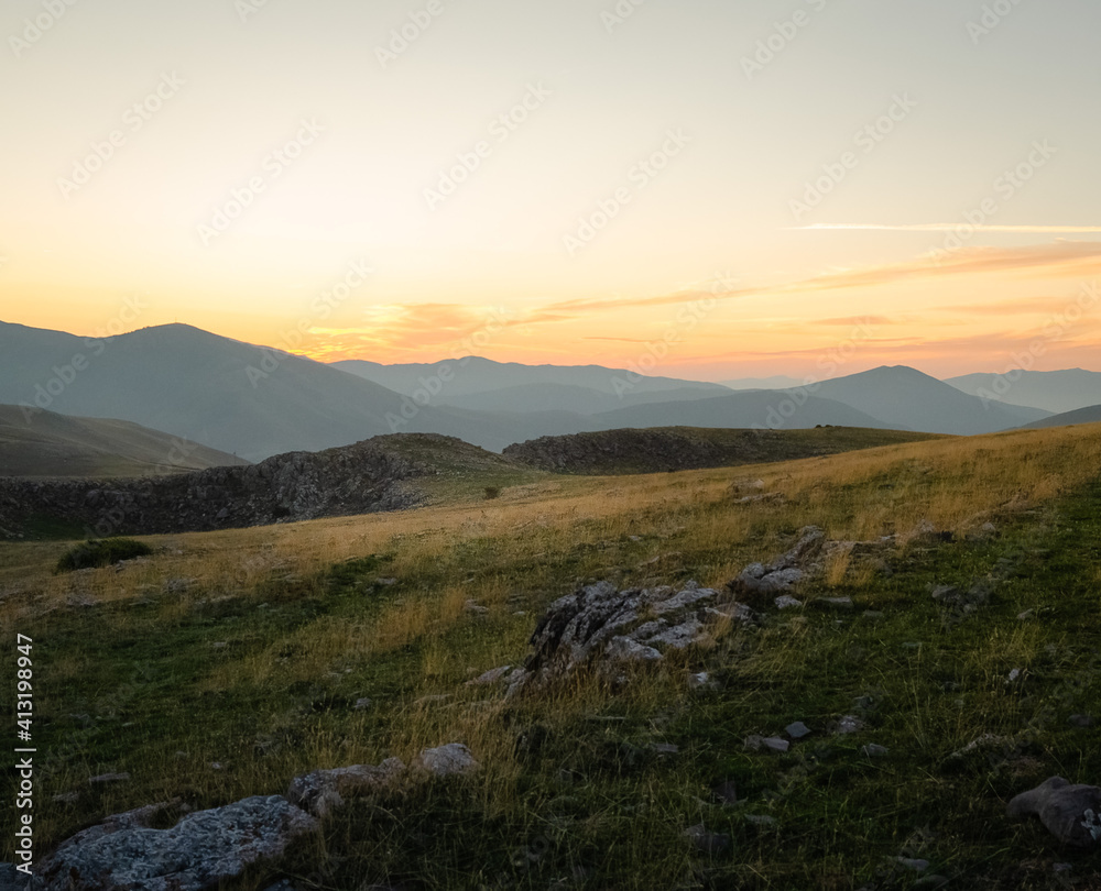 Sunset in the mountains in Cameros La Rioja Sunset in the mountains in Cameros La Rioja