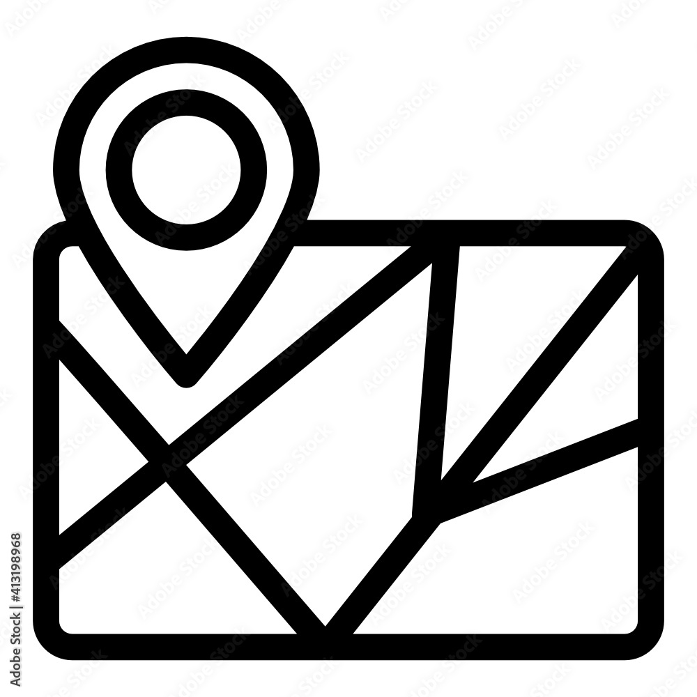 
Map in glyph style icon, editable vector 
