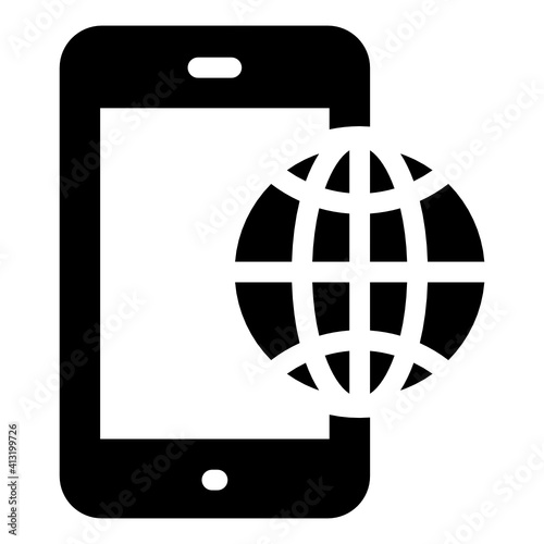 
Phone with globe denoting glyph icon of mobile browser 
