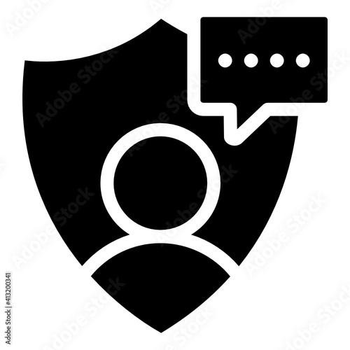 
Shield with user denoting glyph icon of message protection 
