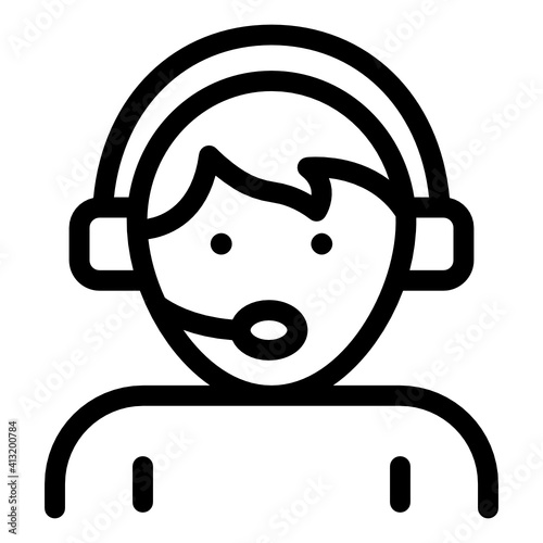 
Man with headphones denoting glyph icon of customer service 
