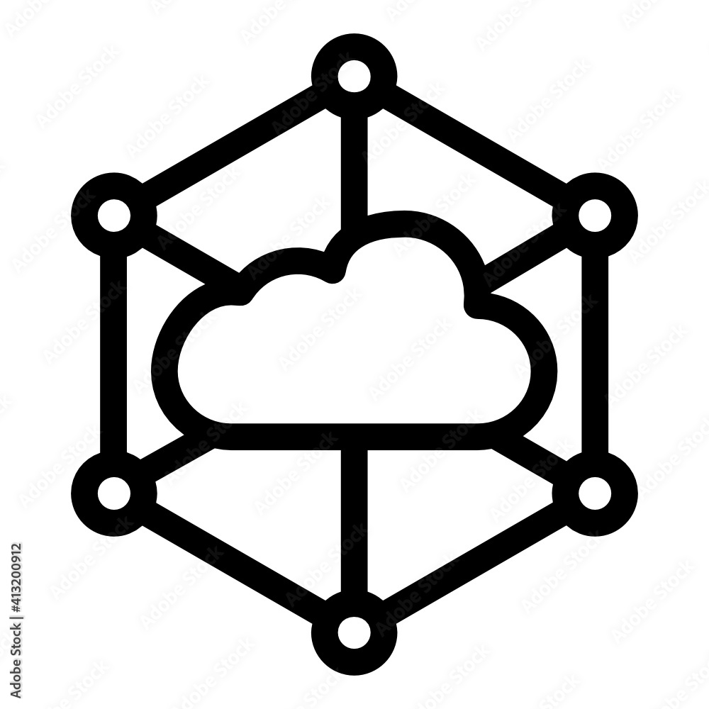 
Cloud network in glyph icon, editable vector
