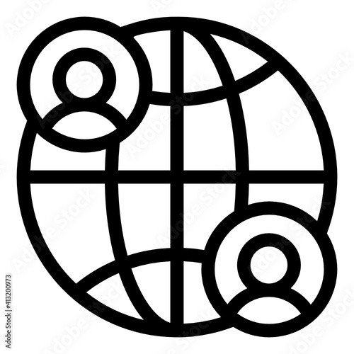 
Persons with browser denoting glyph icon of web users 
