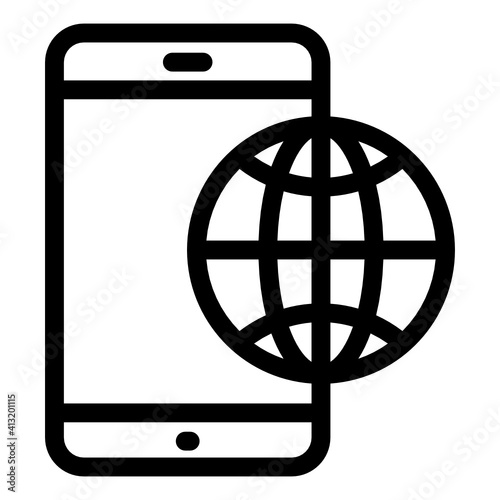 
Phone with globe denoting glyph icon of mobile browser 
