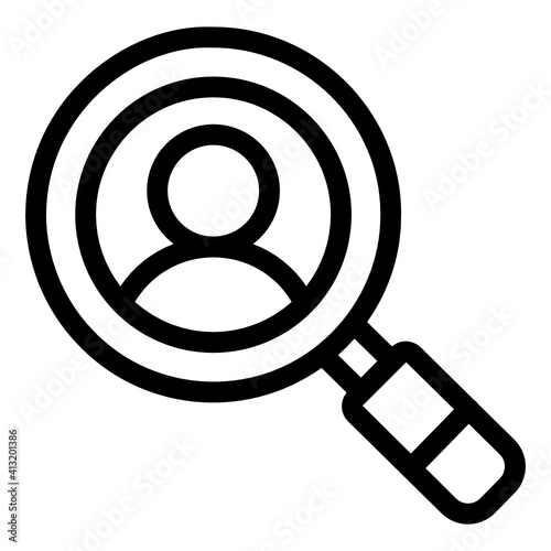 
Magnifier and person denoting user search glyph icon 
