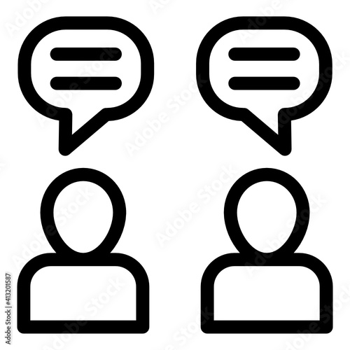
Man with chat bubbles denoting glyph icon of conversation 

