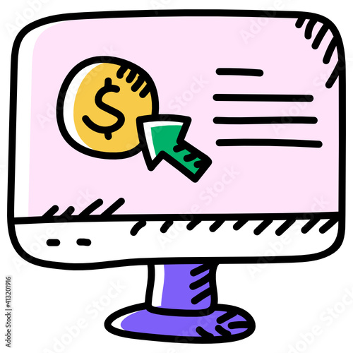
Accounting software hand drawn icon, editable vector 
