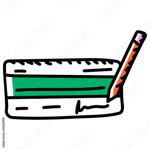 
Cash check hand drawn icon, editable vector 
