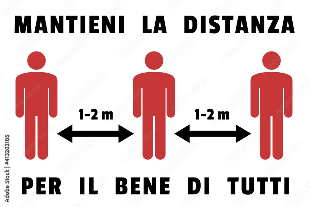 Italian language social distancing sign Italian language social distancing sign