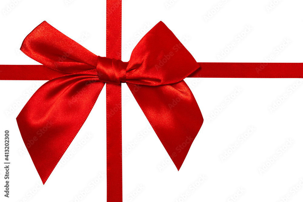 Red ribbon with bow isolated on white background Red ribbon with bow isolated on white background