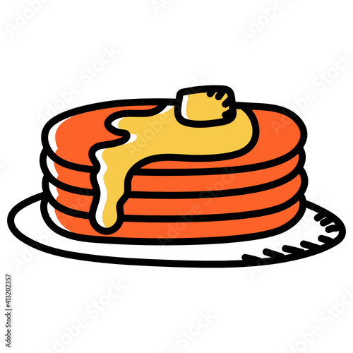 
Sweet bakery item, doodle icon of pancakes 
