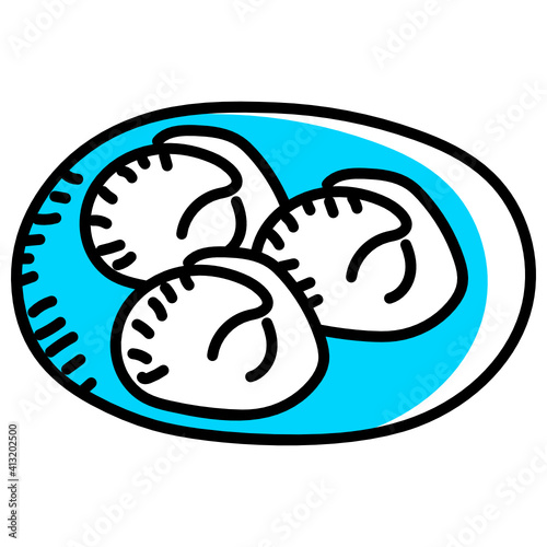 
Dumplings doodle style icon, editable vector 
