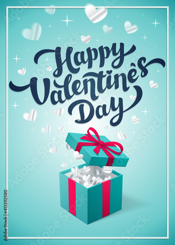 Happy Valentine s day greeting card - love day vector card or poster with red...