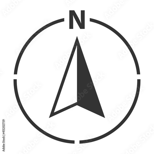 NORTH arrow in circle map orientation symbol with letter N vector illustration photo