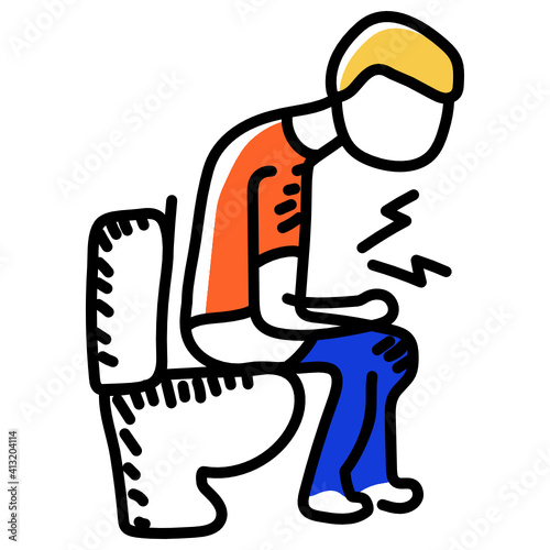 
Human disease, diarrhoea hand drawn icon 
