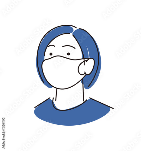 マスクを着用している女性 シンプル イラスト ベクター Woman wearing mask Simple illustration vector photo