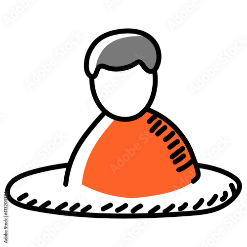 
Person sitting alone denoting isolation doodle icon 
