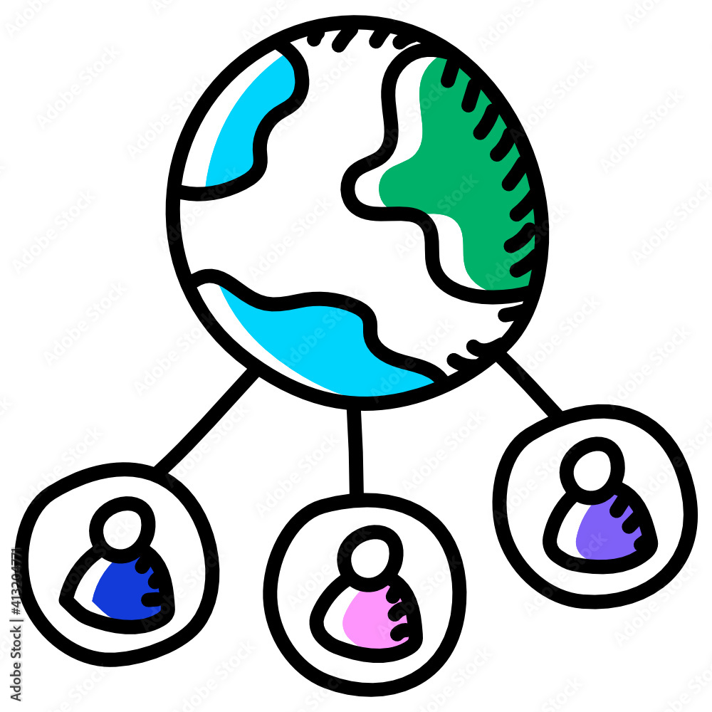 
An icon design of global network, globe with users
