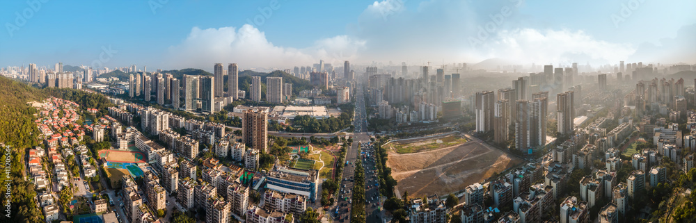 Aerial photography Zhuhai city architecture landscape skyline