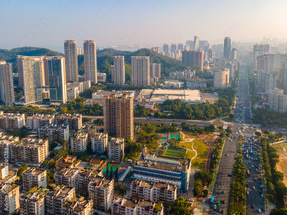 Obraz premium Aerial photography Zhuhai city architecture landscape skyline