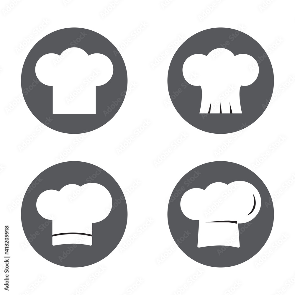 Chef hat icon set isolated on white background. Chef hat icons for symbol, label, logo, menu and web site. Chef hat, vector illustration Chef hat icon set isolated on white background. Chef hat icons for symbol, label, logo, menu and web site. Chef hat, vector illustration