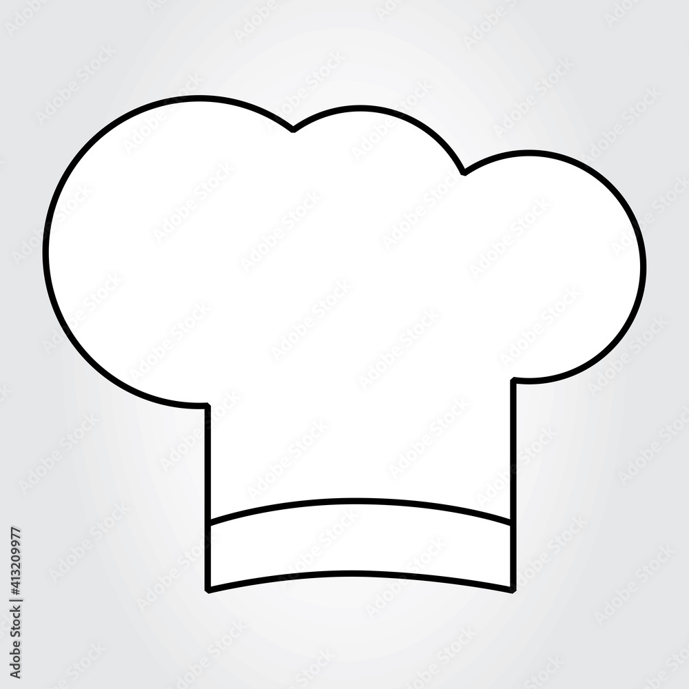 Chef hat icon isolated on gray background. Chef hat icon for symbol, label, logo, menu and web site. Chef hat, vector illustration Chef hat icon isolated on gray background. Chef hat icon for symbol, label, logo, menu and web site. Chef hat, vector illustration