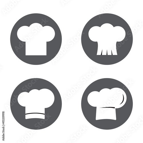 Chef hat icon set isolated on white background. Chef hat icons for symbol, label, logo, menu and web site. Chef hat, vector illustration