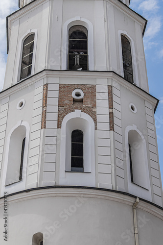 Cathedral Bell Tower (from XIII century) at Cathedral Square (Katedros aikste) - one of the oldest and tallest towers (52 m) in Vilnius Old Town. Vilnius, Lithuania. photo