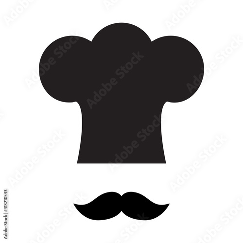 Chef hat mustache icon isolated on white background. Chef hat mustache icon for symbol, label, logo, menu and web site. Chef hat mustache, vector illustration