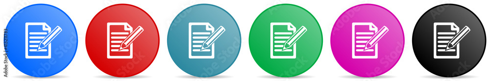 Subscribe vector icons, set of circle gradient buttons in 6 colors options for webdesign and mobile applications Subscribe vector icons, set of circle gradient buttons in 6 colors options for webdesign and mobile applications