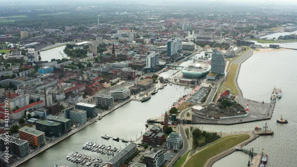 Aerial view of Bremerhaven - port city in Germany Aerial view of Bremerhaven - port city in Germany