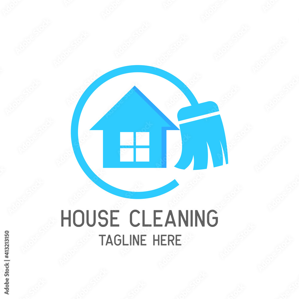 cleaning service logo with text space for your slogan, tagline, vector illustration