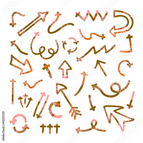 Colorful abstract set with hand drawn arrows and direction pointers
