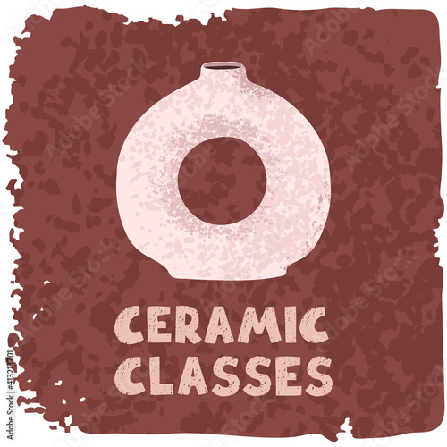 Colorful illustration of ceramic vase, ceramic classes