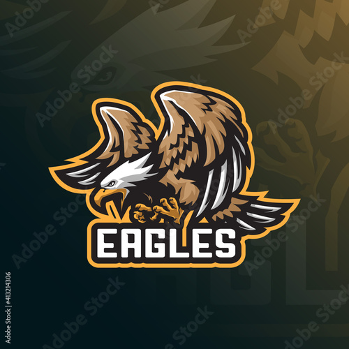 eagle mascot logo design vector with modern illustration concept style for badge, emblem and t shirt printing. angry eagle illustration for sport team.