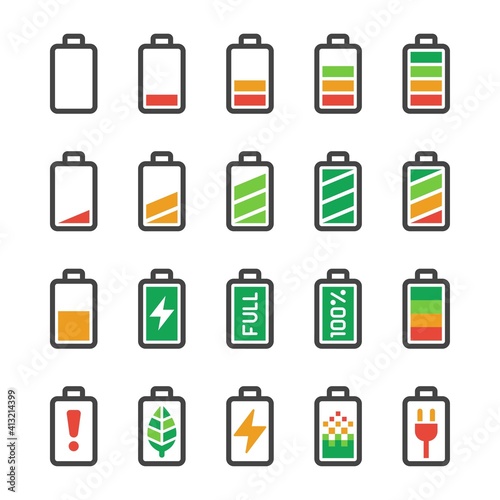 battery icon set,vector and illustration