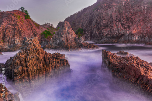 Semeti beach is one of the most beautiful and bustling beaches. It has a panoramic view of the beach with an interesting and unique rock texture