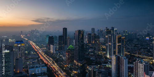 Jakarta Cityscape, the heart of indonesia, the central city of business and administration. Located in Java Island