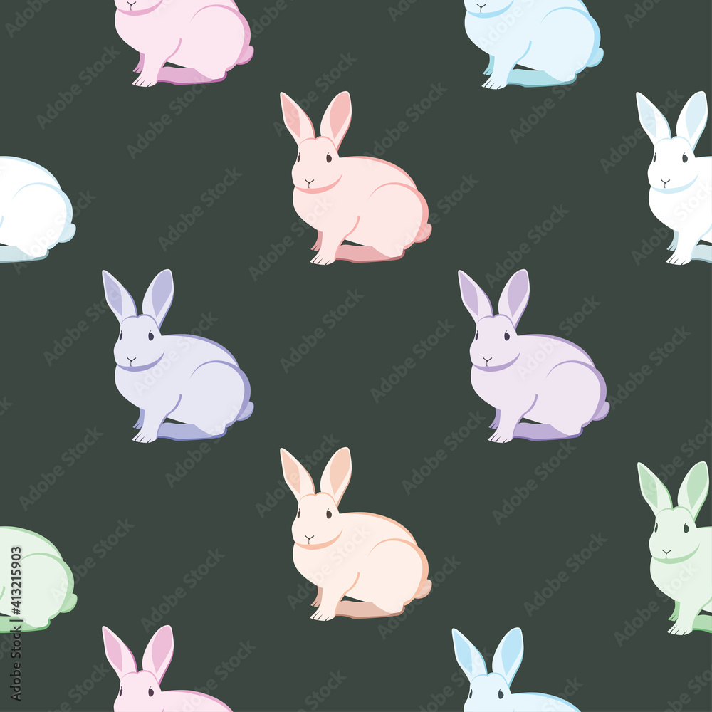Cute rabbits, seamless pattern, vector illustration. Print design rabbit background. to Easter holiday. Cute rabbits, seamless pattern, vector illustration. Print design rabbit background. to Easter holiday.