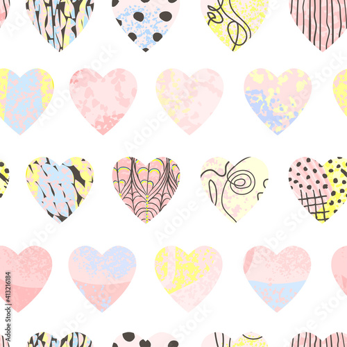 Seamless abstract background with colorful heart shape