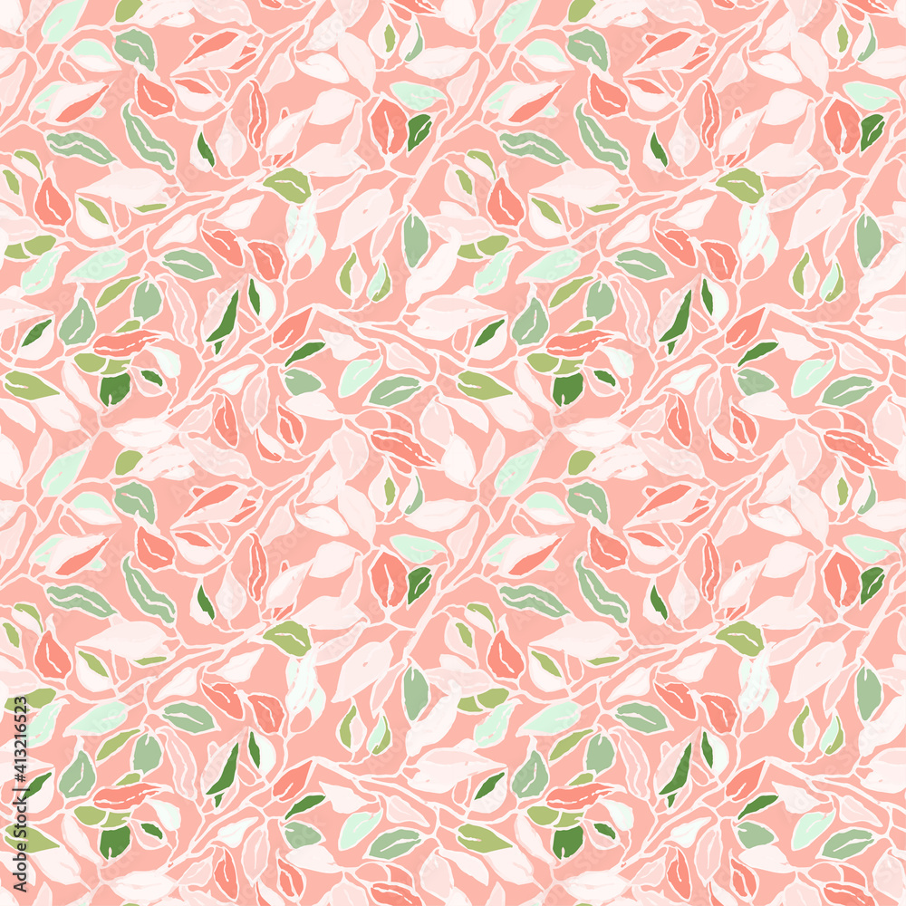 Fototapeta premium Seamless colorful pattern with foliage and plants