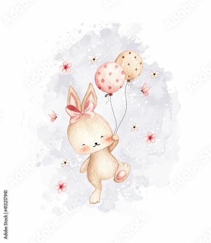 Rabbits with balloons