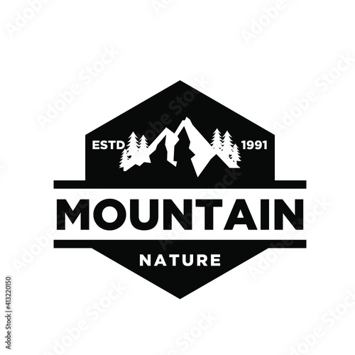 Mountain adventure outdoor badge logo icon design