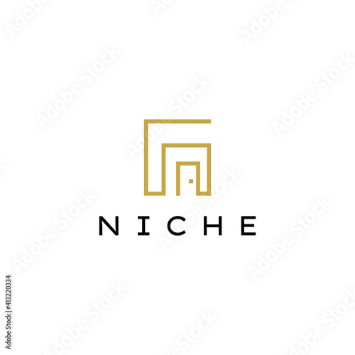 niche door hipster vintage logo vector icon illustration