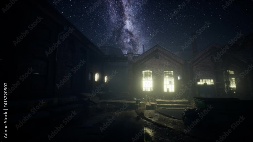 Milky Way stars above abandoned old fatory Milky Way stars above abandoned old fatory